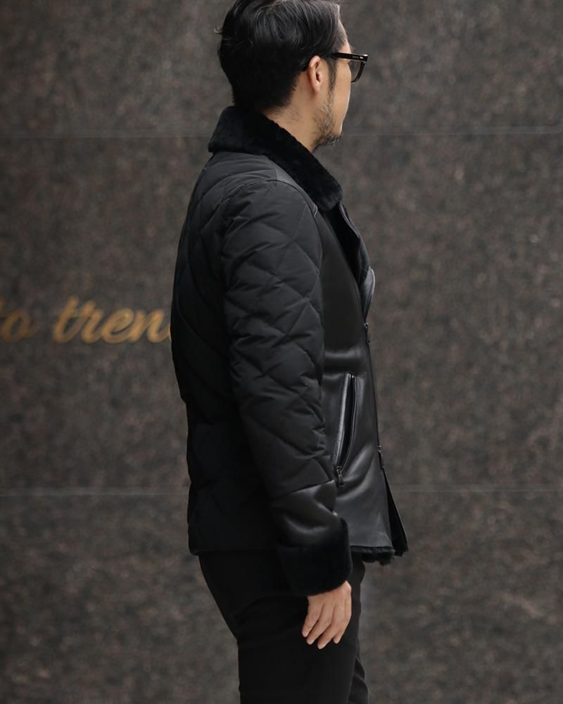 ムートンダウンライダースジャケット JACOPO SP MOUT M.LLO｜EMMETI