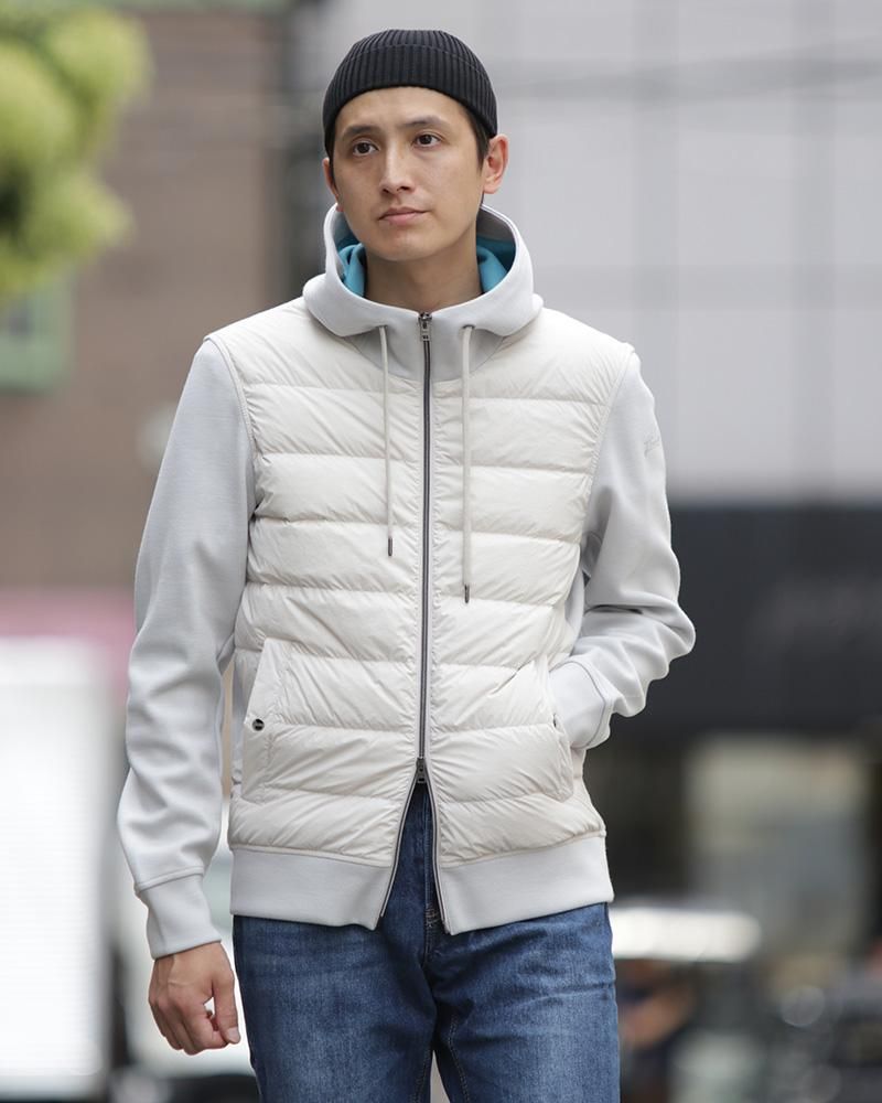 HERNO ハイブリットニットパーカー RESORT COUPLED KNIT EFFECT×LIGHT NYLON STRETCHハイブリッド