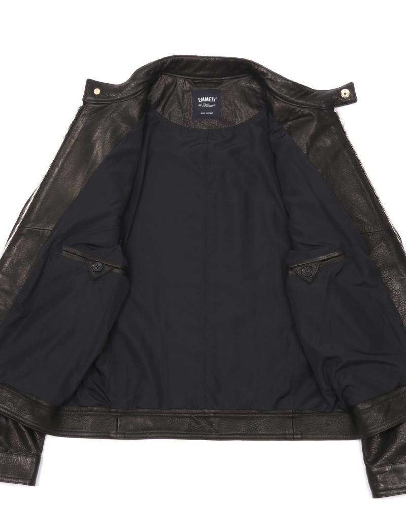 レザーシングルライダースジャケット JURI GOLD NAPPA MANGA｜EMMETI