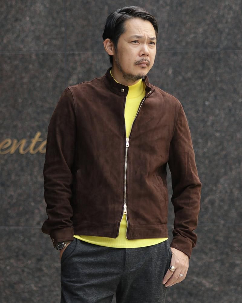 ゴートスエードシングルライダースジャケット JURI GOLD CA23｜EMMETI