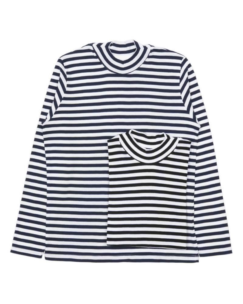 【MAISON CORNICHON】<br>ボーダーモックネックカットソー