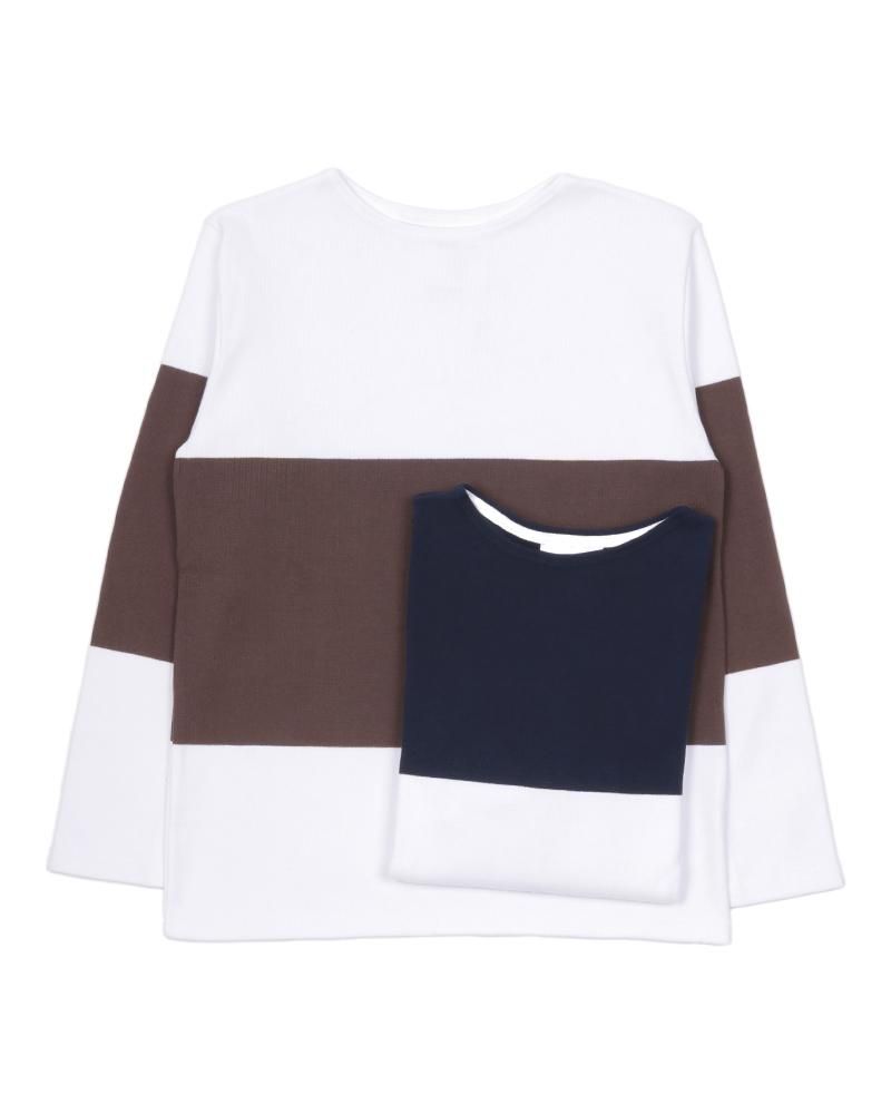 【MAISON CORNICHON】<br>ボーダーボートネックカットソー