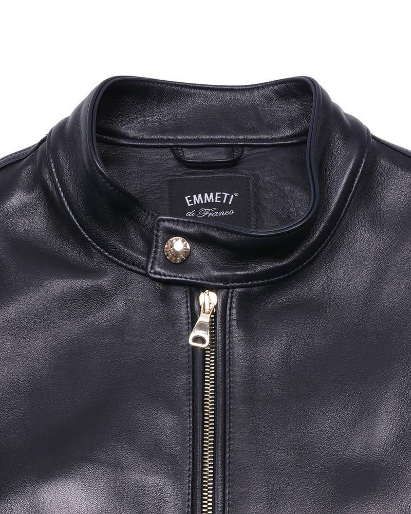 タケ　EMMETI JURI GOLD スエード　46 ブラック Emmeti エンメティ JURI ライダース ブラック 46 ゴールドジップ