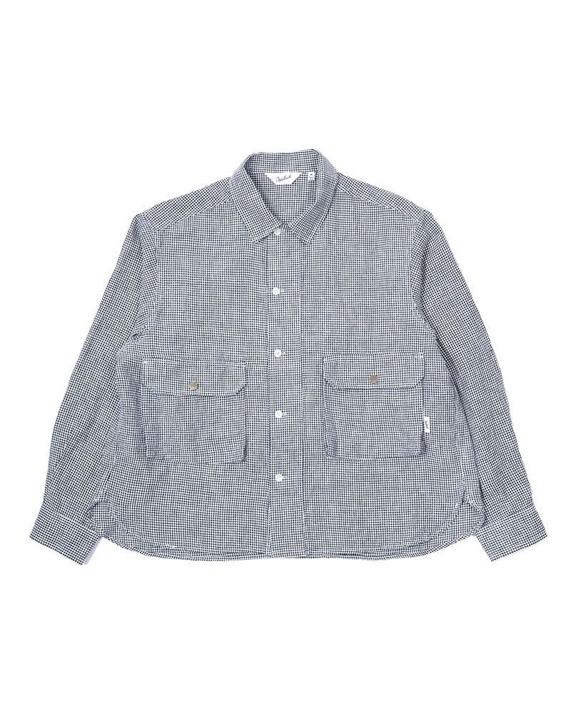 【WOOLRICH OUTDOOR LABEL】<br>リネンキャンプカラーチェックシャツ