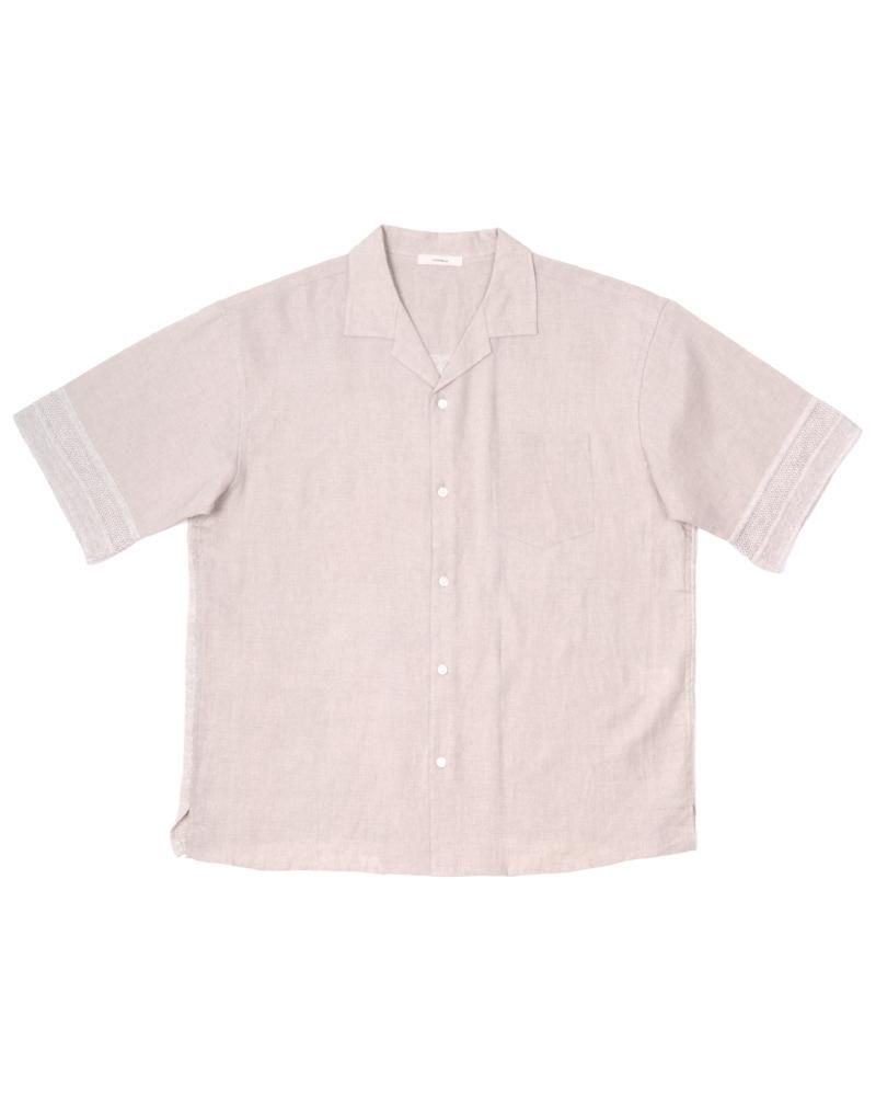 【rinoneca】<br>リネンメッシュ オープンカラーシャツ