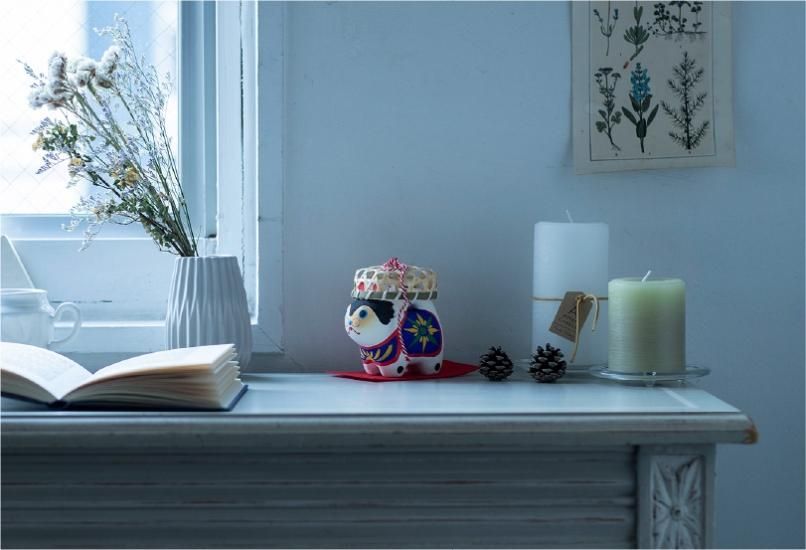 犬張子竹籠かぶり（いぬはりこたけかごかぶり）Dog Hariko