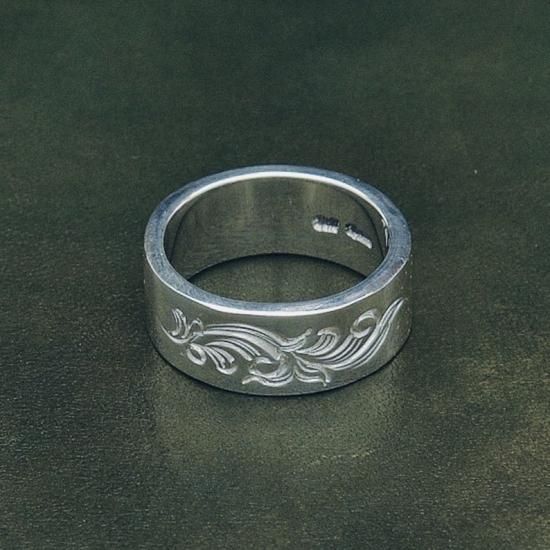 Dear Blossom シルバーリング 8号 R-002 唐草平打ちリング 8mm - Dear Blossom