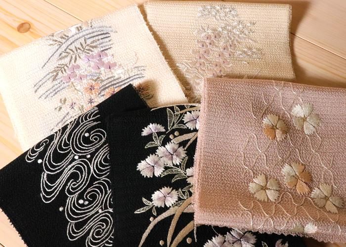 半衿 手刺繍 夏 花柄 波柄 - 京都富小路の和装小物専門店きねや 半衿 手刺繍 夏 花柄 波柄 - 京都富小路の和装小物専門店きねや