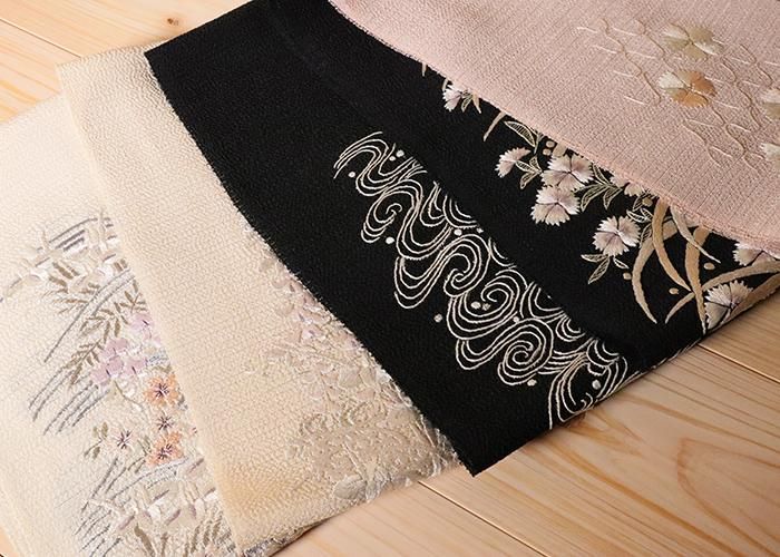 半衿 手刺繍 夏 花柄 波柄 - 京都富小路の和装小物専門店きねや 半衿 手刺繍 夏 花柄 波柄 - 京都富小路の和装小物専門店きねや