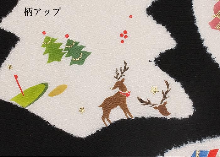 絞り染めクリスマスサンタ柄九寸名古屋帯（名古屋仕立・帯芯込