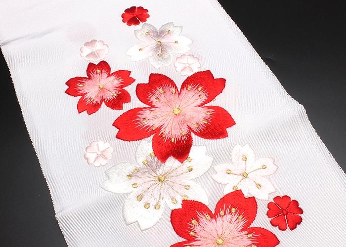 M1647M1546【着物と帯 京月花】□垂れ桜金彩加工刺繍正絹振袖/袷/広衿□-