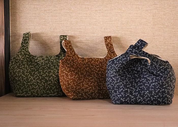 トートバッグ 丸ころ 麻 トンボ 夏 - 京都富小路の和装小物専門店きねや