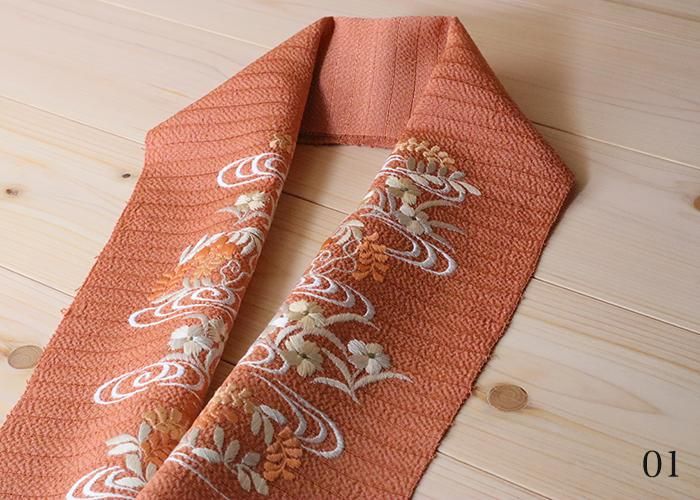 半衿 手刺繍 夏 花柄 絽 ちりめん - 京都富小路の和装小物専門店 半衿 手刺繍 夏 花柄 絽 ちりめん - 京都富小路の和装小物専門店