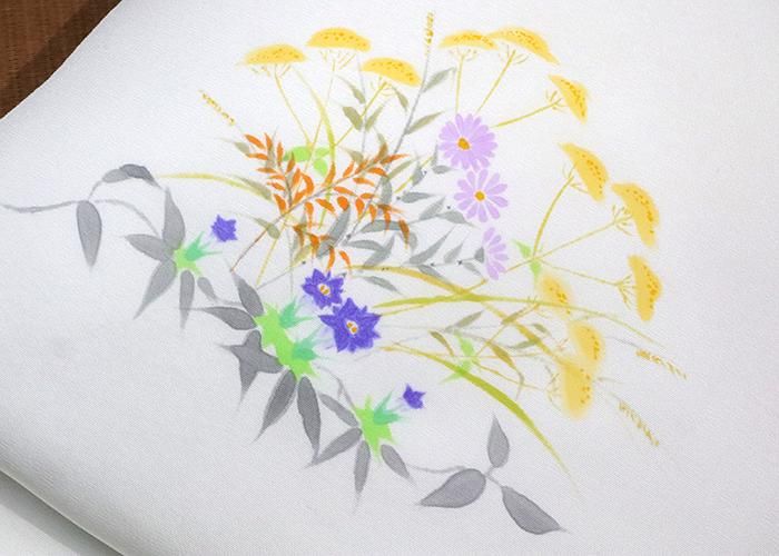 塩瀬 名古屋帯 美品 手描きの小鳥・花模様 金彩 正絹 上質 No.6-33 塩瀬 名古屋帯 美品 手描きの小鳥・花模様 金彩 正絹 上質 No.6-33