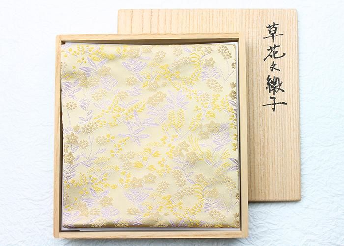土田友湖-草花文緞子出帛紗 - 京都富小路の和装小物専門店きねや