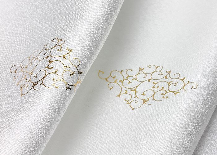 訪問着+帯揚げ+帯締め　雪輪　扇子　籠目　綸子　紗綾形地紋　L4 帯揚げ 綸子吹雪地紋 菱唐草紋箔 礼装OK - 京都富小路の和装小物