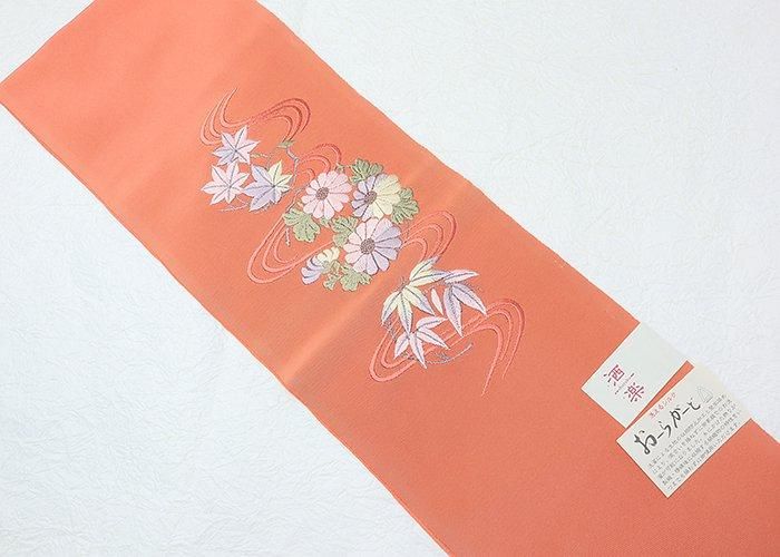 正絹刺繍半衿 | 水流に紅葉・菊・竹 - 京都富小路の和装小物専門