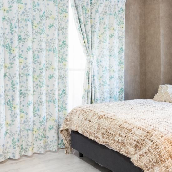 花柄カーテン ナチュラルカントリー調の可愛いデザイン 遮光2級付 リバティ ブルー Curtain ハッシュタグカーテン