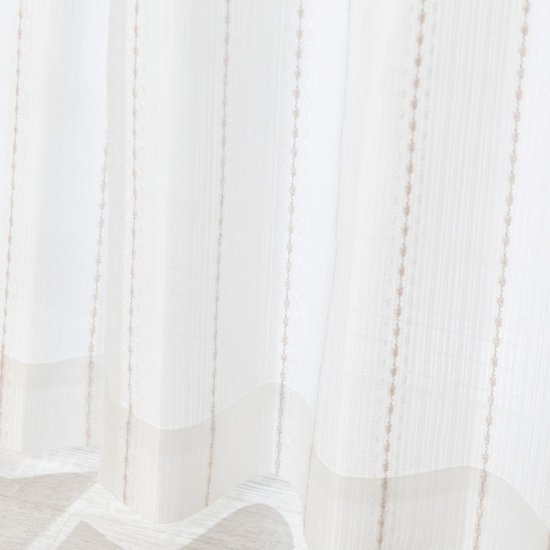 【防炎レースカーテン】可愛い刺繍風ストライプ　＜フラネ＞ - #curtain (ハッシュタグカーテン)