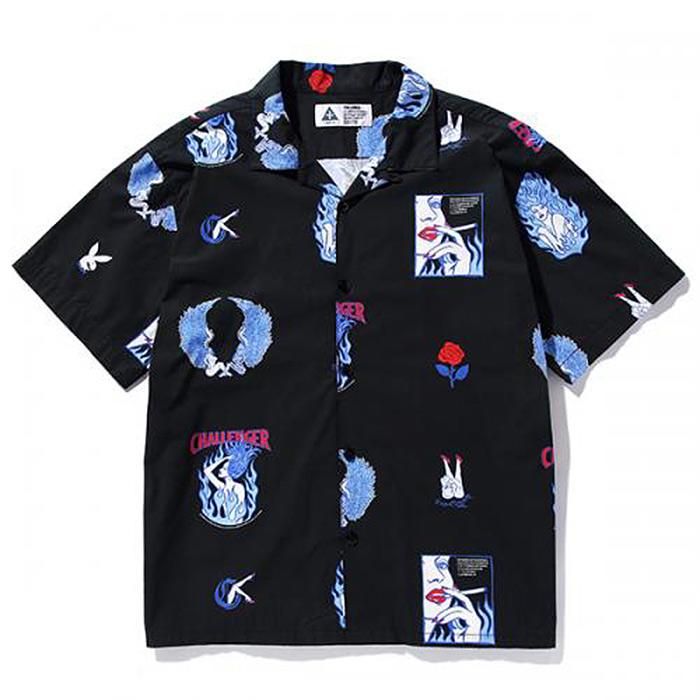 トップス CHALLENGER S/S FIRE SHIRT S/S FIRE SHIRT – CHALLENGER