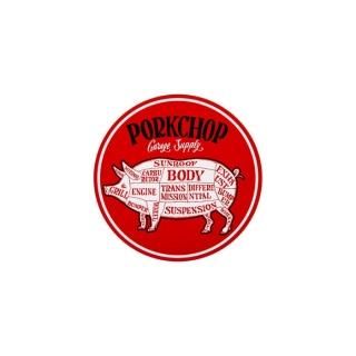 PORKCHOP/PORKCHOP CIRCLE STICKER/REDWHITE