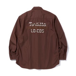 RADIALL/TORILLA-OPEN COLLARED SHIRT L/S/BROWN