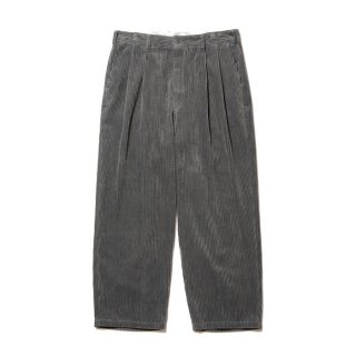 COOTIE/WIDE CORDUROY 2 TUCK TROUSERS/グレー