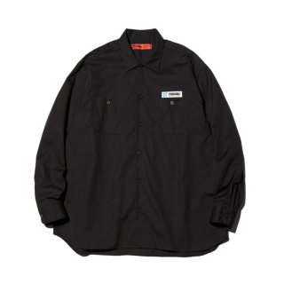 RADIALL/COIL-OPEN COLLARED SHIRT L/S/BLACK