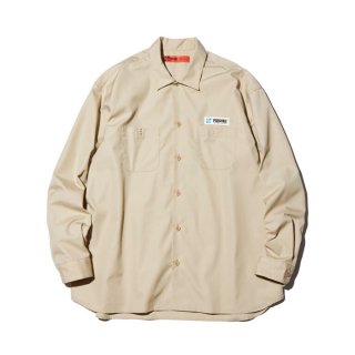 RADIALL/COIL-OPEN COLLARED SHIRT L/S/BEIGE