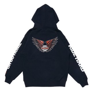 PORKCHOP/BS WING ZIP UP HOODIE/NAVY