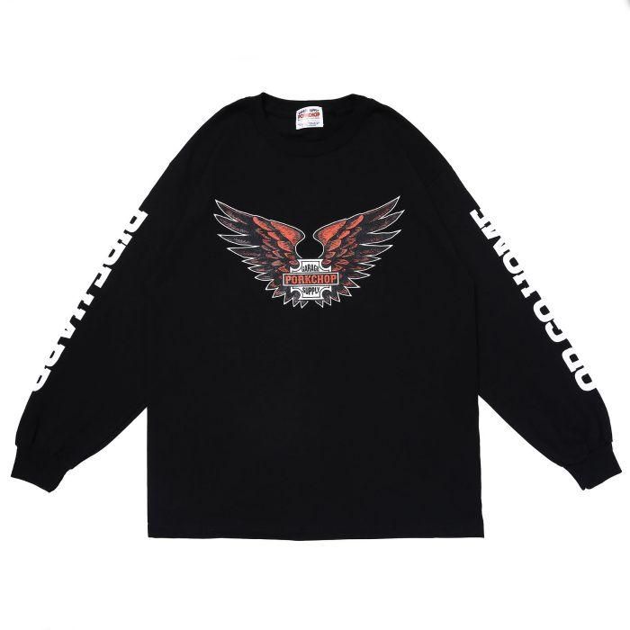 トップス PORKCHOP/B&S WING L/S TEE/BLACK PORKCHOP/B&S WING L/S TEE/BLACK