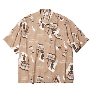 RADIALL/CRAGER-OPEN COLLARED SHIRT S/S/ROOT BEER