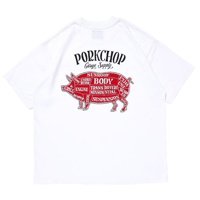 PORKCHOP PORK BACK TEE WHITE - Tシャツ/カットソー(半袖/袖なし)