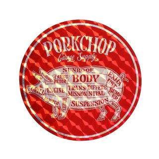 PORKCHOP/HOLOGRAM CIRCLE STICKER/RED