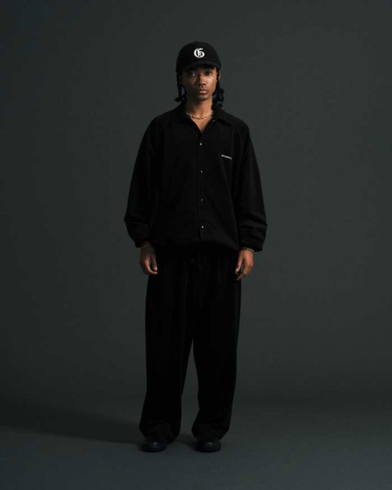 COOTIE/POLYESTER CORDUROY 2 TUCK EASY PANTS/BLACK | しなやか