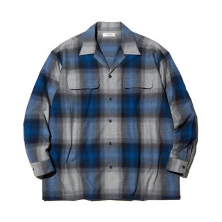 RADIALL/FISHER-OPEN COLLARED SHIRT L/S/BLUE