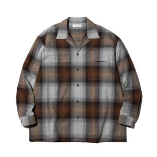 RADIALL/FISHER-OPEN COLLARED SHIRT L/S/BROWN