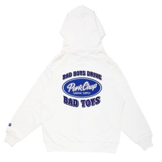 PORKCHOP/BAD TOYS ZIP UP HOODIE/WHITE