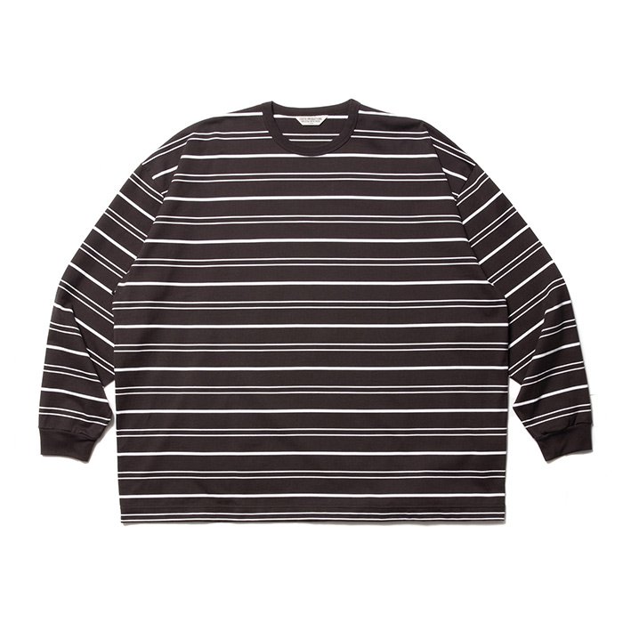 COOTIE/SUPIMA BORDER OVERSIZED L/S TEE/BROWN - THUMBING ONLOINE