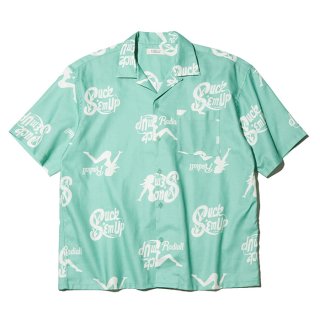 RADIALL/CHROME LADY-OPEN COLLARED SHIRT S/S/EMERALD GREEN