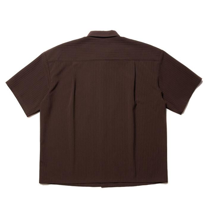 COOTIE/T/W SUCKER OPEN COLLAR S/S SHIRT/BROWN | 淡い光沢と