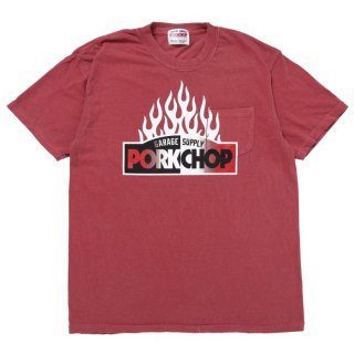 PORKCHOP/FIRE BLOCK POCKET TEE/CRIMSON RED