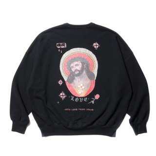 COOTIE/OPEN END YARN SWEAT CREW (JESUS)/BLACK