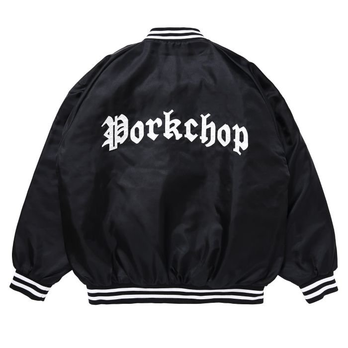 PORKCHOP/SATIN SPORT JKT/BLACK | 光沢のあるポリエステル生地を使用したスポーツジャケット - THUMBING  ONLOINE STORE - COOTIE/クーティー・CHALLENGER/チャレンジャー・PORKCHOP GARAGE ...