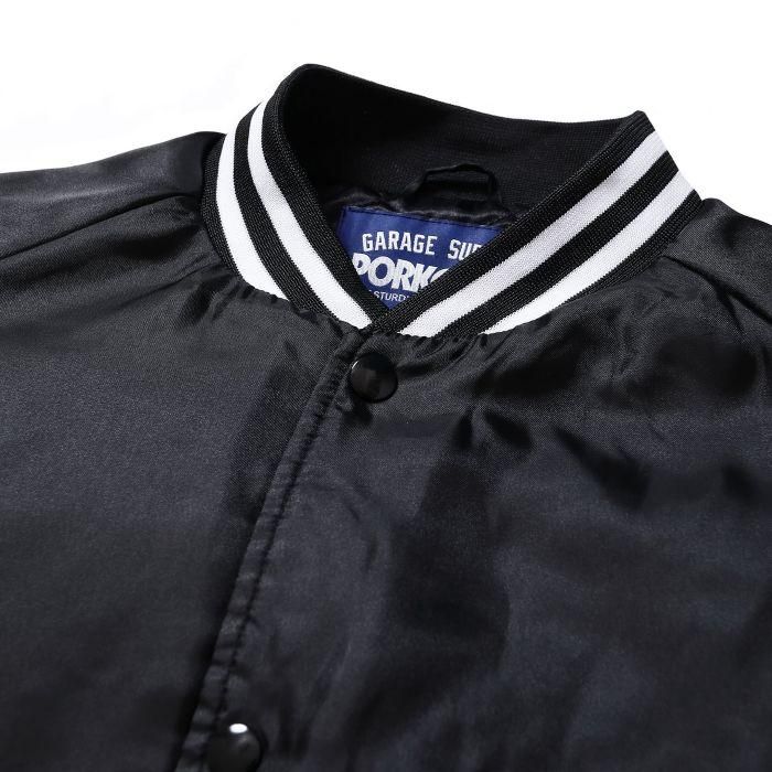ジャケット・アウター PORK CHOP SATIN SPORTS JACKET BLACK PORK CHOP SATIN SPORTS JACKET BLACK