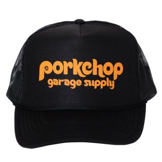 PORKCHOP/WHEEL LOGO MESH CAP/BLACK