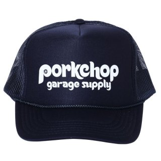 PORKCHOP/WHEEL LOGO MESH CAP/NAVY