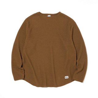 RADIALL/BIG WAFFLE-BOAT NECK T-SHIRT L/S/COYOTE