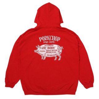 PORKCHOP/PORK BACK HOODIE/REDWHITE