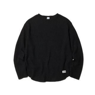 RADIALL/BIG WAFFLE-BOAT NECK T-SHIRT L/S/BLACK